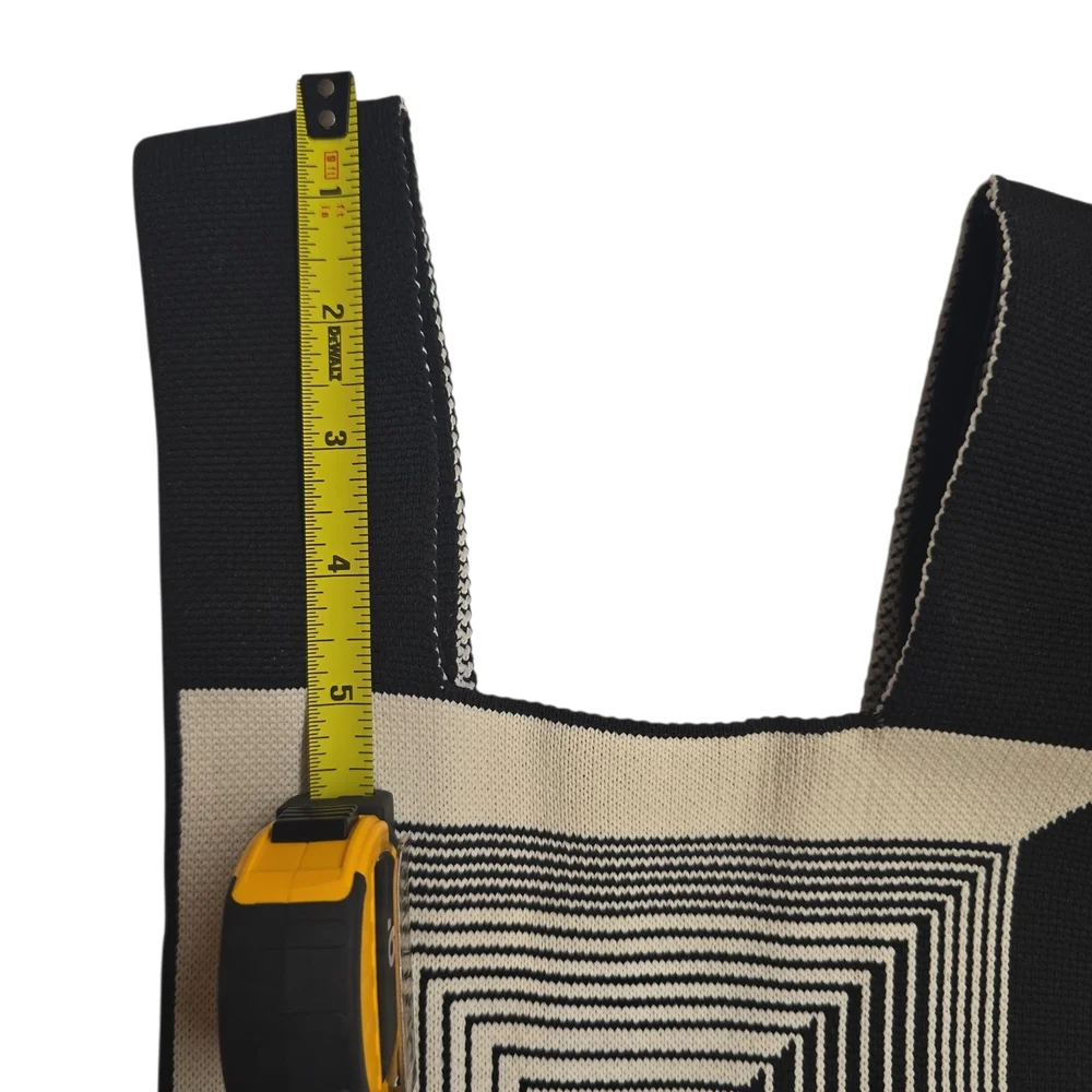 Cream and Black Geometric Clutch with Wristlet